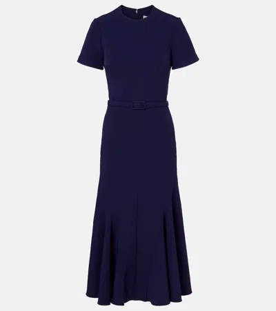 Safiyaa Luisa Belted Crêpe Midi Dress In Blue