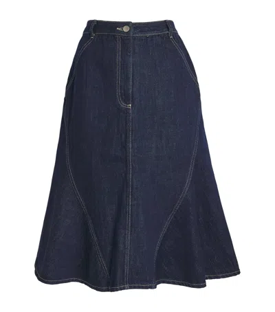 Safiyaa Luisella Denim Midi Skirt In Black