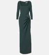 Safiyaa Mahir Draped Crêpe Gown In Green