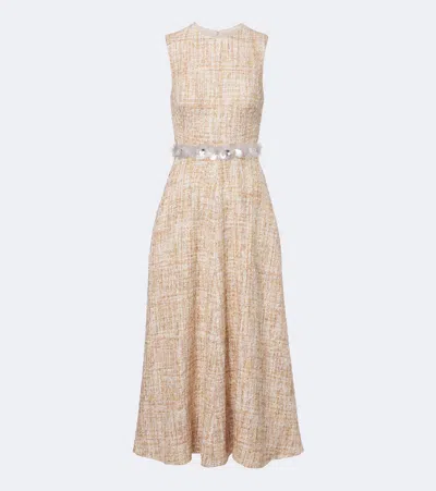 Safiyaa Maisie Embellished Tweed Midi Dress In Pink