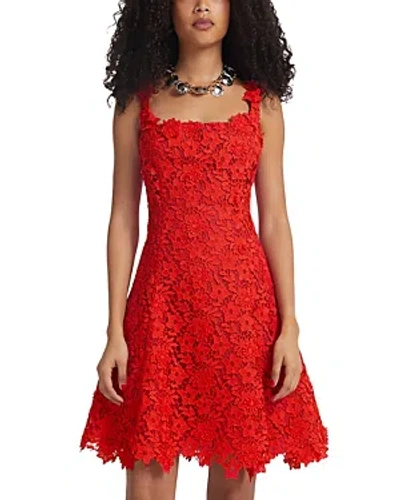 Safiyaa Marrie Floral Lace Mini Dress In Red