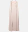 Safiyaa Mattia Caped Embellished Crêpe Gown In Pink