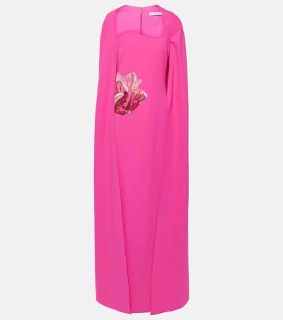 Safiyaa Mattia Caped Embellished Gown In Pink