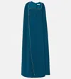 Safiyaa Mattia Embellished Caped Crêpe Gown In Blue