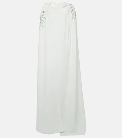 Safiyaa Mattia Embellished Caped Crêpe Gown In Spearmint With Spearmint