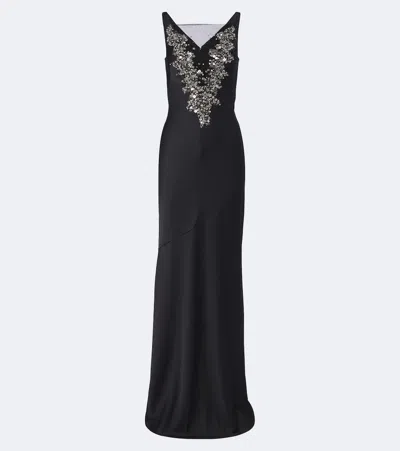 Safiyaa Mela Embellished Crêpe Gown In Black