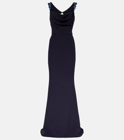 Safiyaa Melina Embellished Crêpe Gown In Black