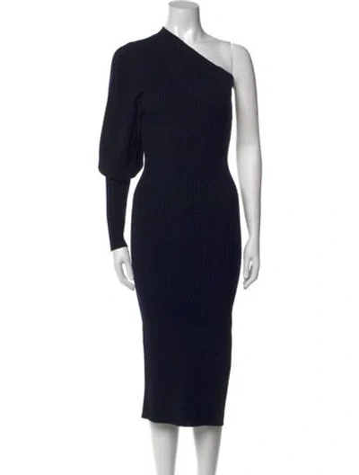 Pre-owned Safiyaa Merino Wool Midi Length Dress In Black