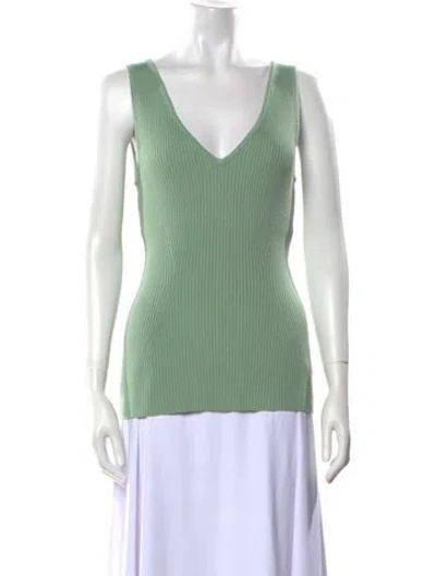 Pre-owned Safiyaa Merino Wool V-neck Top W/ Tags In Green