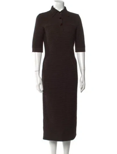 Pre-owned Safiyaa Midi Length Dress In Brown