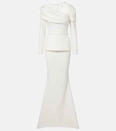 Safiyaa Millie Draped Crêpe Gown In White