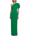 Safiyaa One-shoulder Crepe Gown In Jewel Green