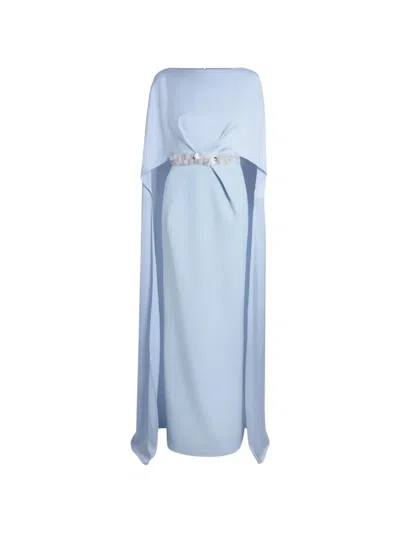 Safiyaa Mirabella Cape-detail Sequin-embellished Maxi Dress In Blue