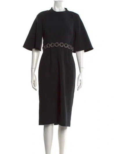 Pre-owned Safiyaa Mock Neck Knee-length Dress In Black
