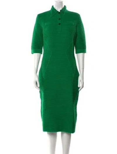 Pre-owned Safiyaa Mock Neck Knee-length Dress In Green