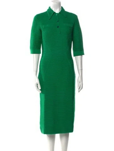 Pre-owned Safiyaa Mock Neck Knee-length Dress In Green