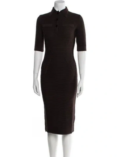 Pre-owned Safiyaa Mock Neck Knee-length Dress W/ Tags In Brown