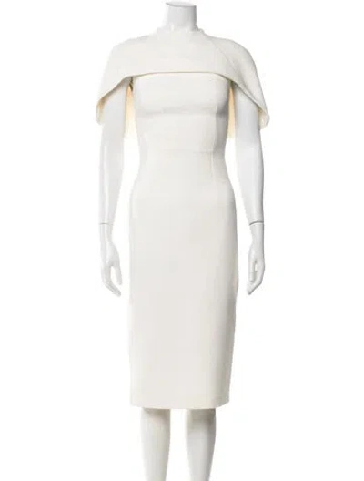 Pre-owned Safiyaa Mock Neck Knee-length Dress W/ Tags In White