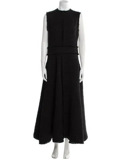 Pre-owned Safiyaa Mock Neck Long Dress In Black