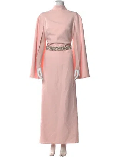 Pre-owned Safiyaa Mock Neck Long Dress In Pink