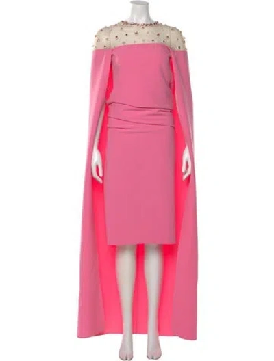 Pre-owned Safiyaa Mock Neck Long Dress In Pink