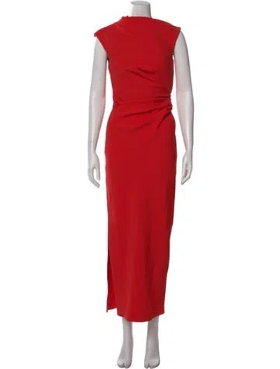 Pre-owned Safiyaa Mock Neck Long Dress In Pink