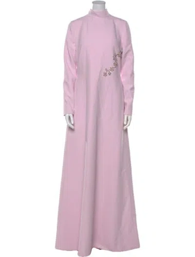 Pre-owned Safiyaa Mock Neck Long Dress In Purple