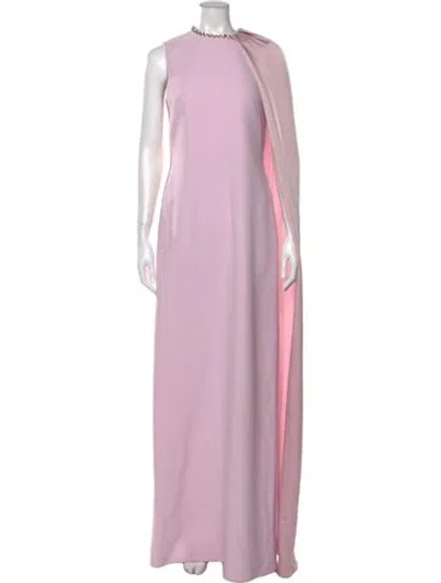 Pre-owned Safiyaa Mock Neck Long Dress In Purple