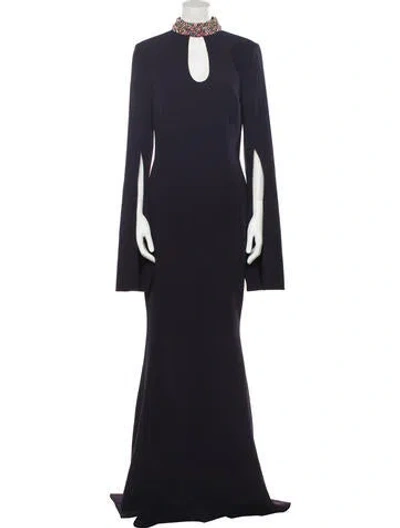 Pre-owned Safiyaa Mock Neck Long Dress W/ Tags In Blue