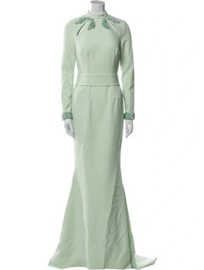 Pre-owned Safiyaa Mock Neck Long Dress W/ Tags In Green