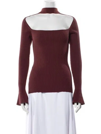 Pre-owned Safiyaa Mock Neck Long Sleeve Top W/ Tags In Brown