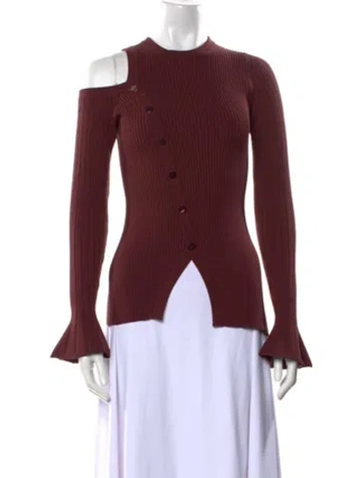 Pre-owned Safiyaa Mock Neck Long Sleeve Top W/ Tags In Brown