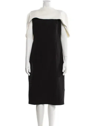 Pre-owned Safiyaa Mock Neck Midi Length Dress In Black