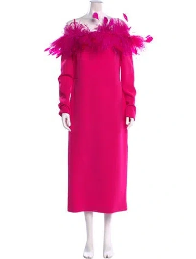 Pre-owned Safiyaa Mock Neck Midi Length Dress In Pink