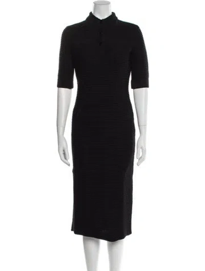 Pre-owned Safiyaa Mock Neck Midi Length Dress W/ Tags In Black