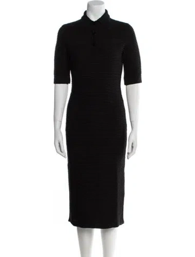Pre-owned Safiyaa Mock Neck Midi Length Dress W/ Tags In Black
