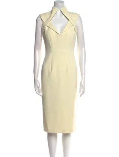 Pre-owned Safiyaa Mock Neck Midi Length Dress W/ Tags In Neutral
