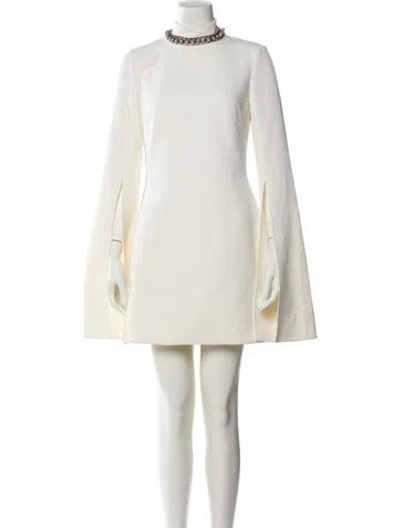 Pre-owned Safiyaa Mock Neck Mini Dress In Neutral