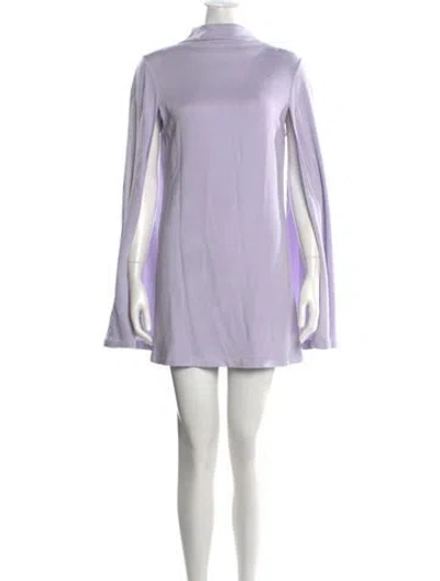 Pre-owned Safiyaa Mock Neck Mini Dress In Purple