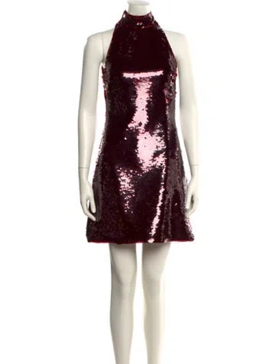 Pre-owned Safiyaa Mock Neck Mini Dress W/ Tags In Red