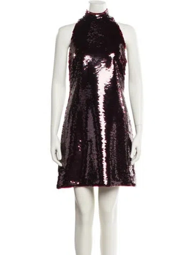 Pre-owned Safiyaa Mock Neck Mini Dress W/ Tags In Red