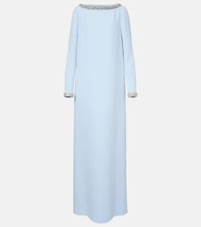 Safiyaa Naimal Embellished Caped Gown In Pale Blue With Crystal
