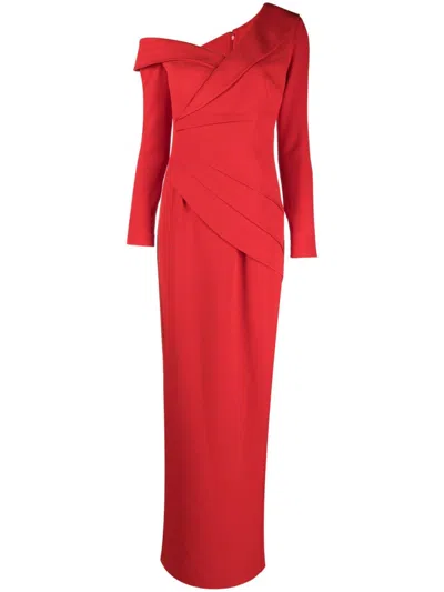 Safiyaa Off-shoulder Long Gown In Red