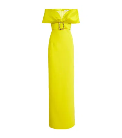 Safiyaa Off-the-shoulder Belted Gown In Yellow