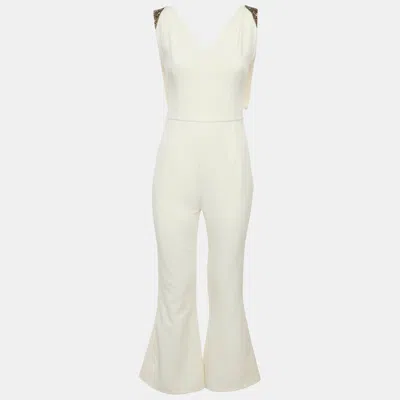 Safiyaa Off White Stretch Crepe Sleeveless Jumpsuit