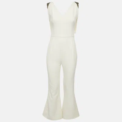 Pre-owned Safiyaa Off White Stretch Crepe Sleeveless Jumpsuit M