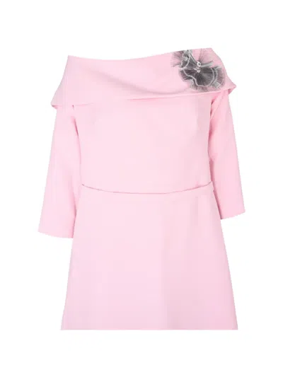 Safiyaa Off-shoulder Bow-detail Maxi Dress In Pink