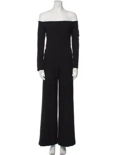Pre-owned Safiyaa Off-the-shoulder Jumpsuit In Black