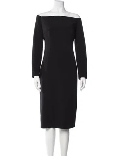 Pre-owned Safiyaa Off-the-shoulder Knee-length Dress In Blue