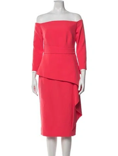 Pre-owned Safiyaa Off-the-shoulder Knee-length Dress In Red
